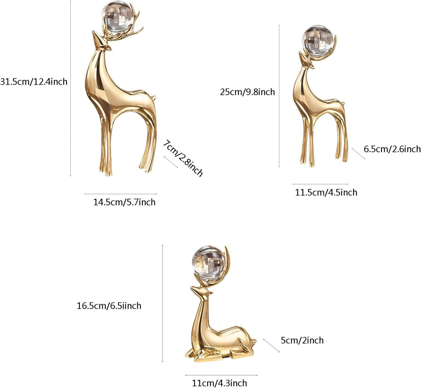 Golden Statue Deer Pearl Sculpture Decor (3pcs) - waseeh.com