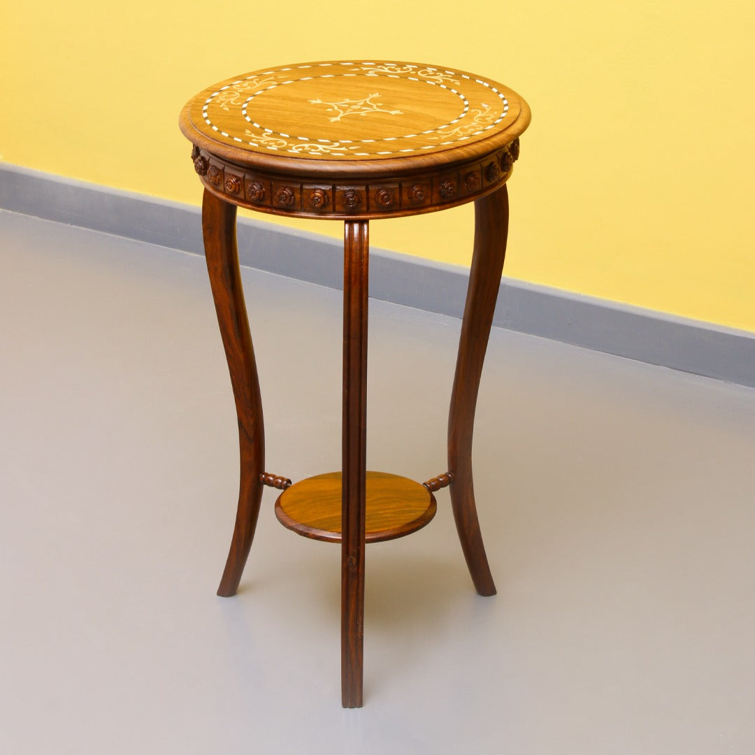 Round Brightwork Living Lounge Coffee Side Table (Shisham) - waseeh.com
