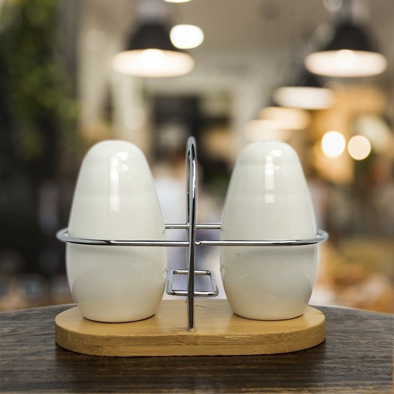 Salt and Pepper Shaker With Bamboo Base - waseeh.com