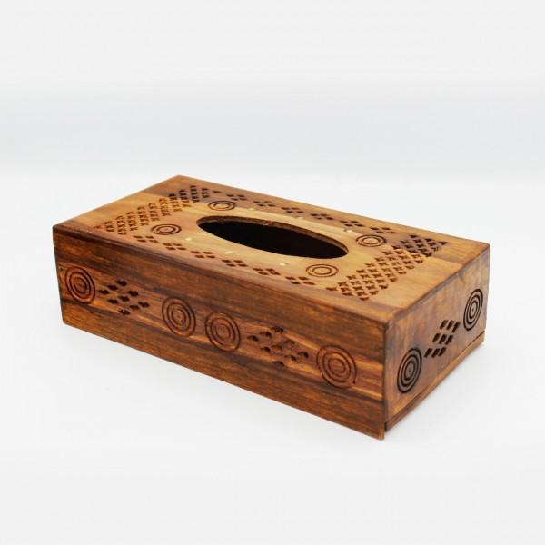 Wooden Tissue Box - Carving - Intricate - 11" x 5.5" x 3" - waseeh.com
