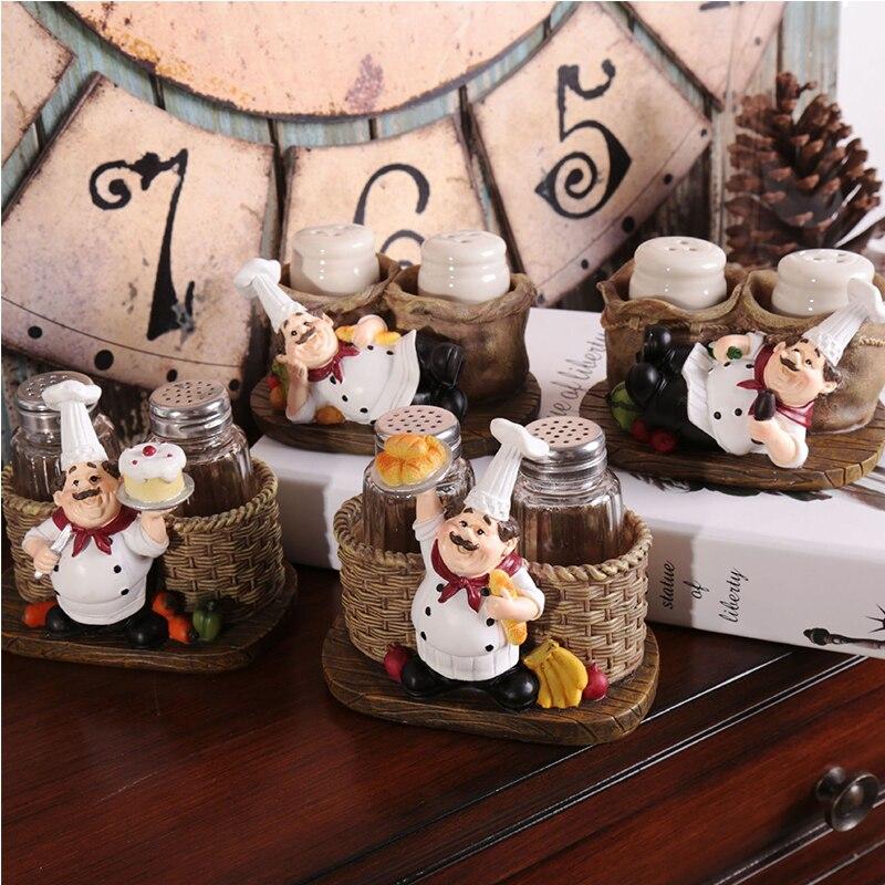 American Style Creative Resin Cook Pepper Salt And Pepper shaker Ornaments kitchen decoration Chef Crafts Gifts - waseeh.com