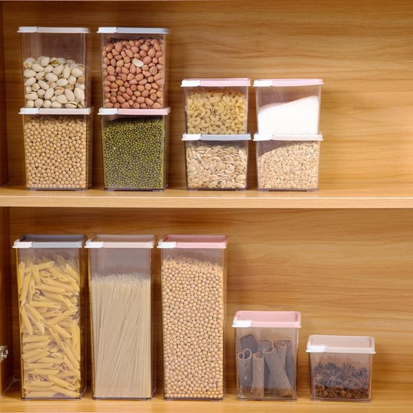 Korean 5pcs Rectangular food storage bottle transparent grains noodles milk moisture-proof powder jar storage box organizer tank - waseeh.com