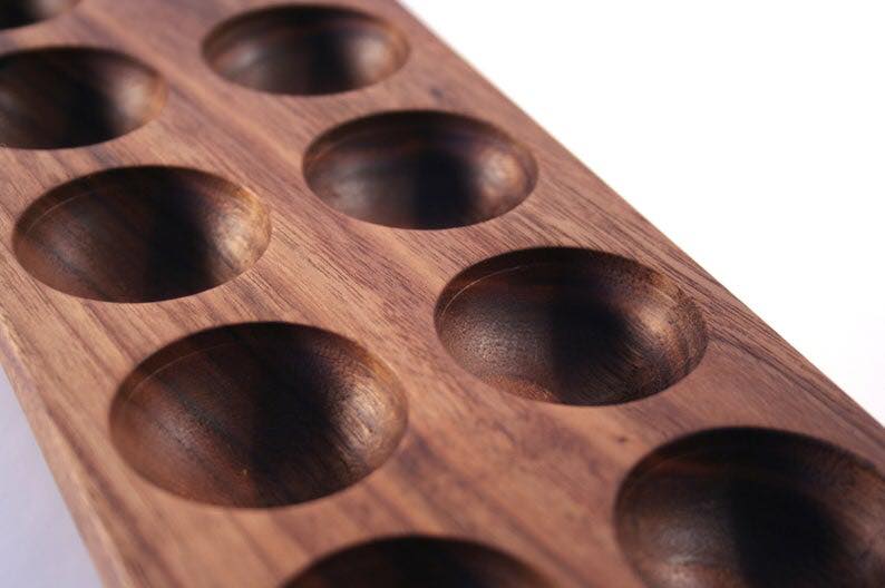 Mahogany Wooden Kitchen Egg Holder Tray - waseeh.com