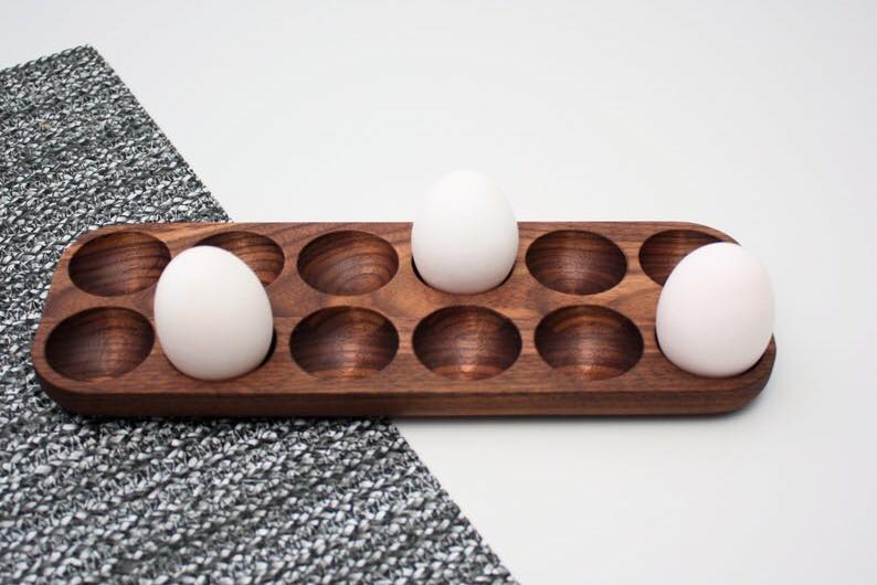 Mahogany Wooden Kitchen Egg Holder Tray - waseeh.com