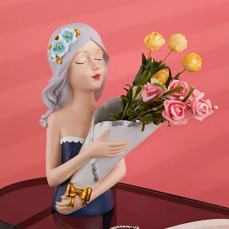 Bouquet Girl Sculpture Decor - waseeh.com