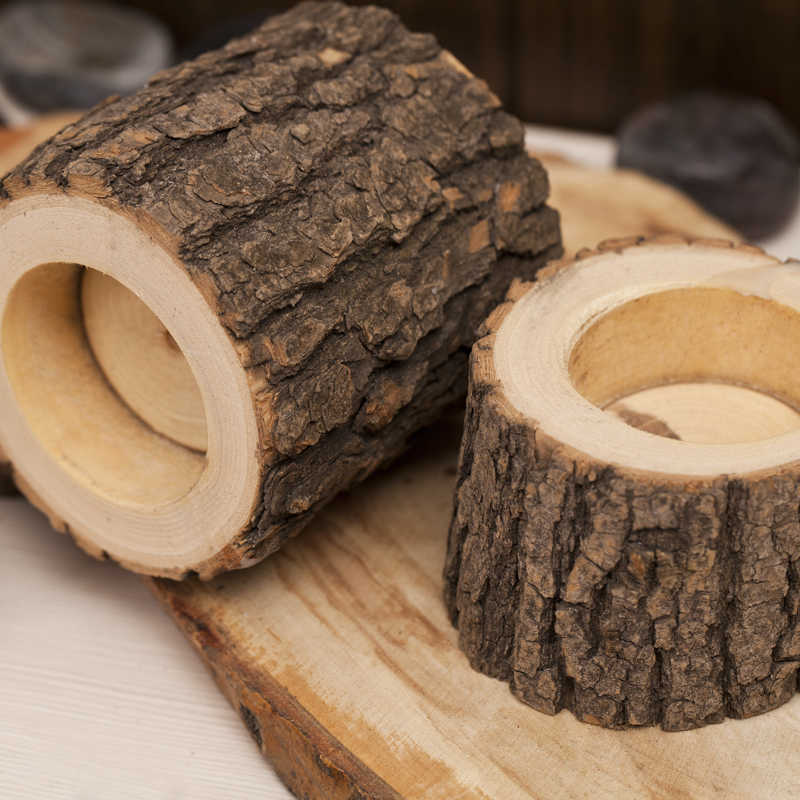 Wooden Log Candle Holders (3 Pcs) - waseeh.com