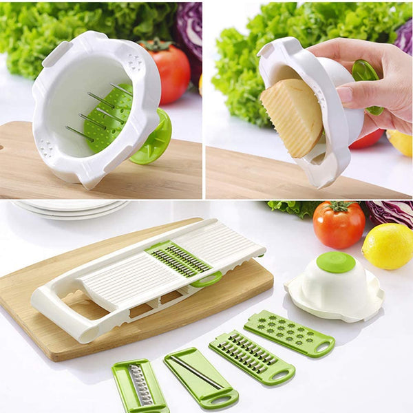 7Pcs Set Durable Multi-use Vegetable Slicer Stainless Steel Cutter Grater Kitchen Gadget Carrot Potato Cutter - waseeh.com