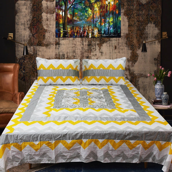 Cotton Satin Patch Work Bedsheet - waseeh.com