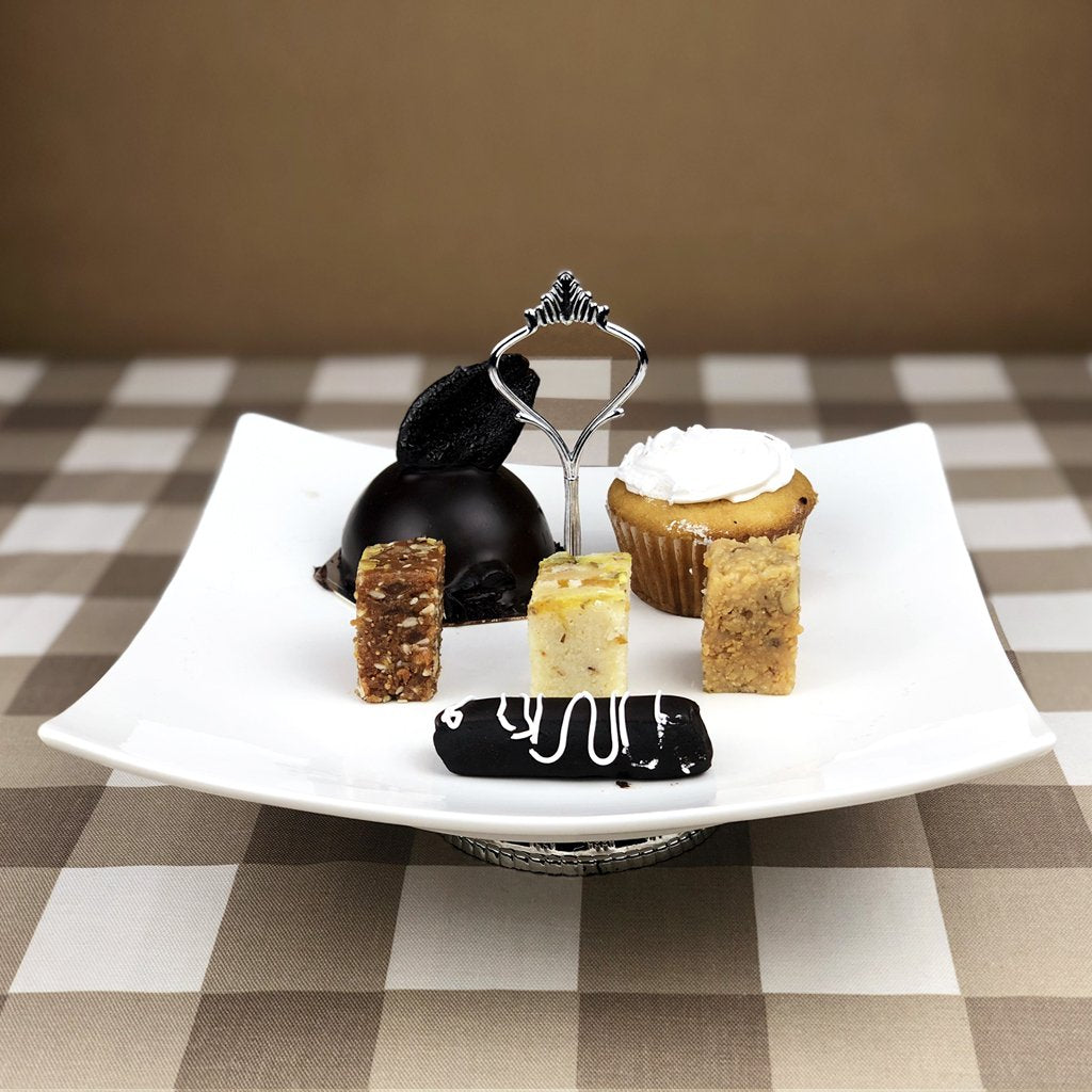 Pastry Stand in Ceramic with Silver Base - Large Size - waseeh.com