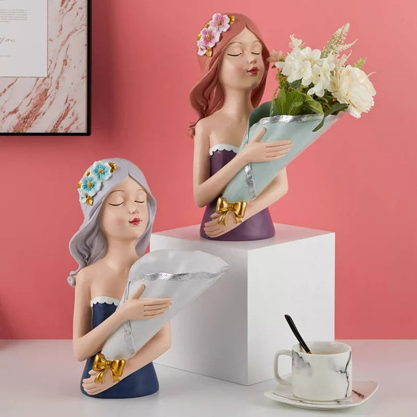 Bouquet Girl Sculpture Decor - waseeh.com