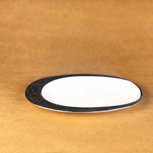 Crescent serving ceramic plate - waseeh.com