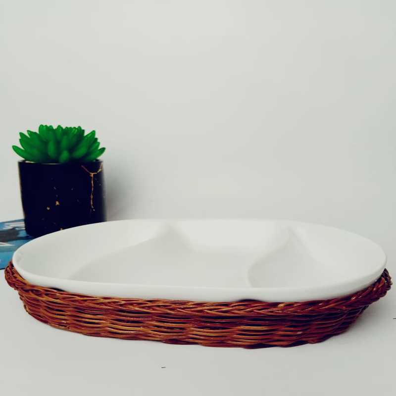 Snack Plate with Braided Basket (Oval Shaped) - waseeh.com