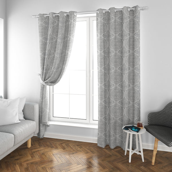 White & Grey Pattern Curtains