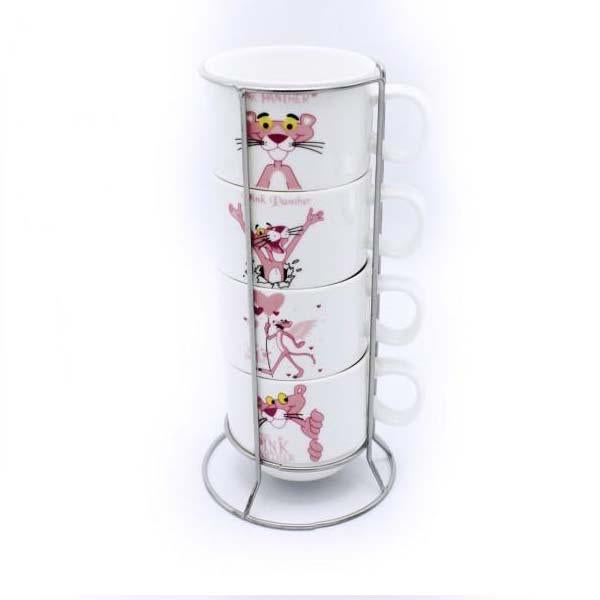 Pink panther Cup Tower - 4 Pcs - waseeh.com