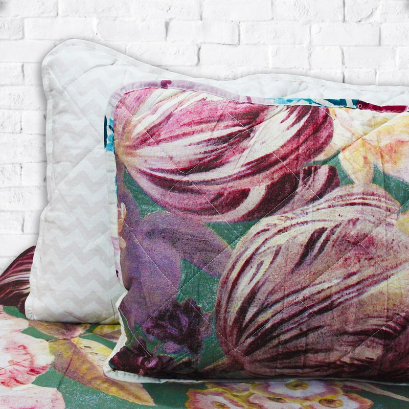 Multi Colored Floral Bed Spread (Comforter Set) - waseeh.com