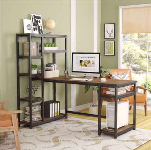 Reversible Hutch Home Office Workstation Bookcase Writing Organizer Desk Table - waseeh.com