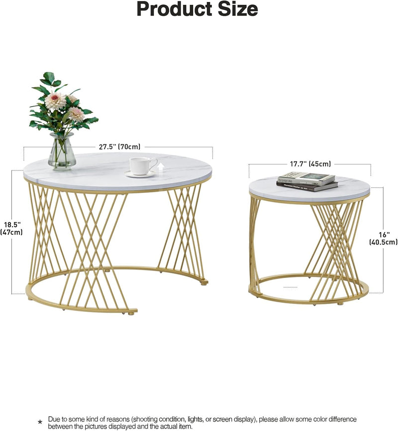 Giluta Round Tables Living Lounge Coffee Nesting Tables (Set of 2)