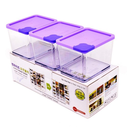 Korean Storage Container with Violet TAP LID (3 Pieces) - waseeh.com
