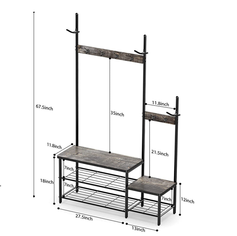 Progeny Tree Coat Shoe Bench Entryway Sturdy Organizer Storage Shelve Rack - waseeh.com