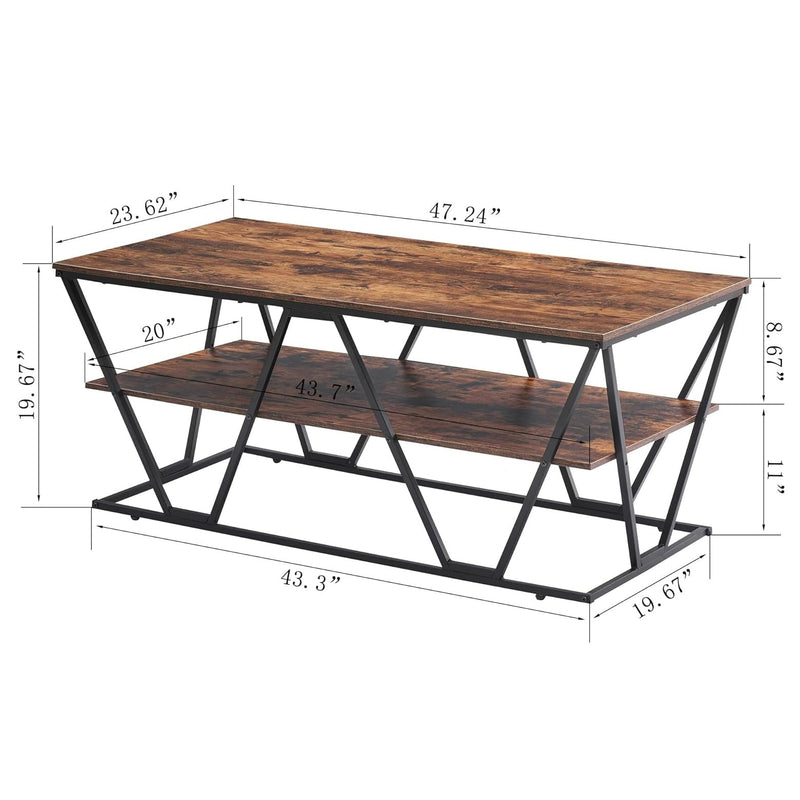 Haetur Industrial Coffee Living Room Center Table