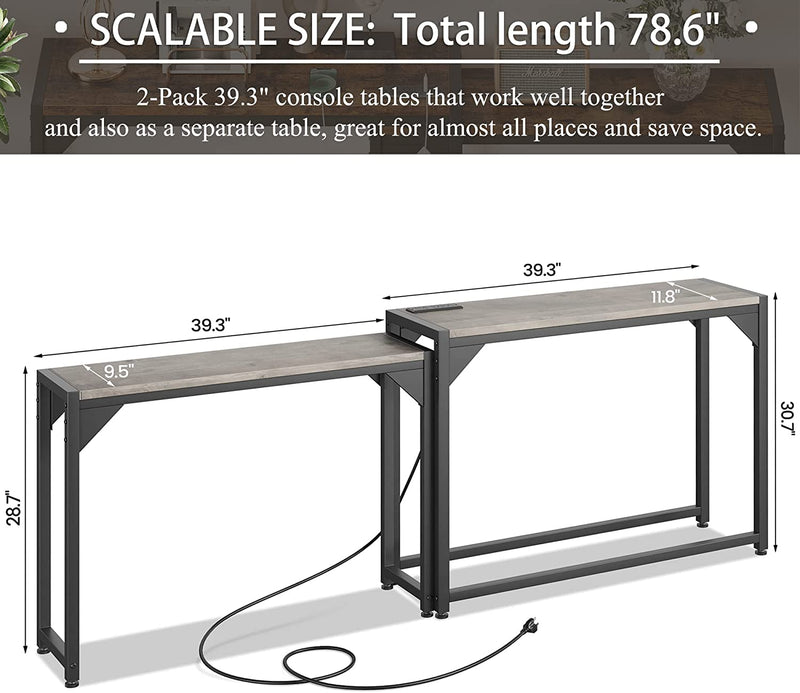 Amyove Nesting Console Narrow Long Entryway Table Pack of 2 - waseeh.com