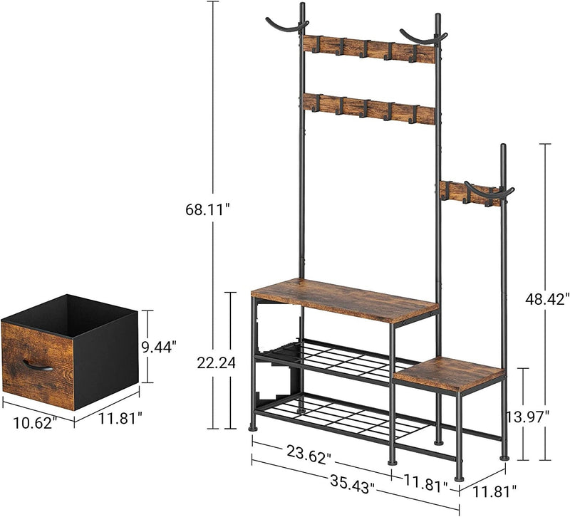 Lulive Coat Shoe Bench Entryway Sturdy Organizer Storage Shelve Rack - waseeh.com