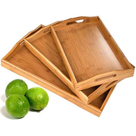 Zagged Bamboo Trays (Pack 3) - waseeh.com