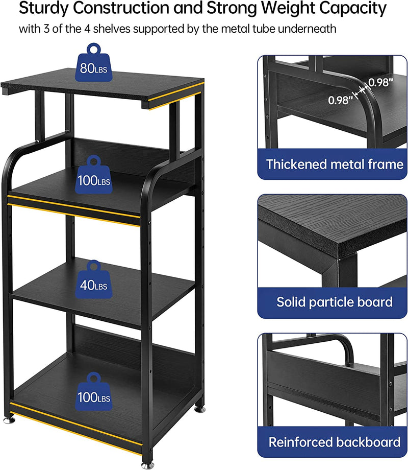 Printer Stand with Adjustable Storage Shelf, Large Tall Printer Table with Wheels - waseeh.com