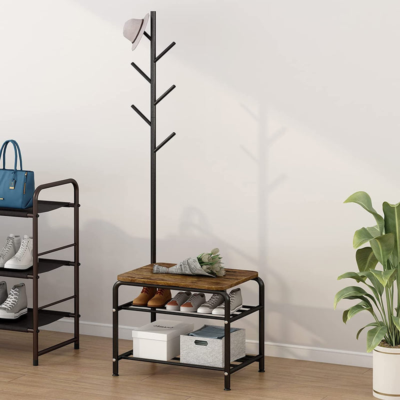 Out Bounds Industrial Coat Shoe Tree Entryway Living Bedroom Organizer Rack - waseeh.com