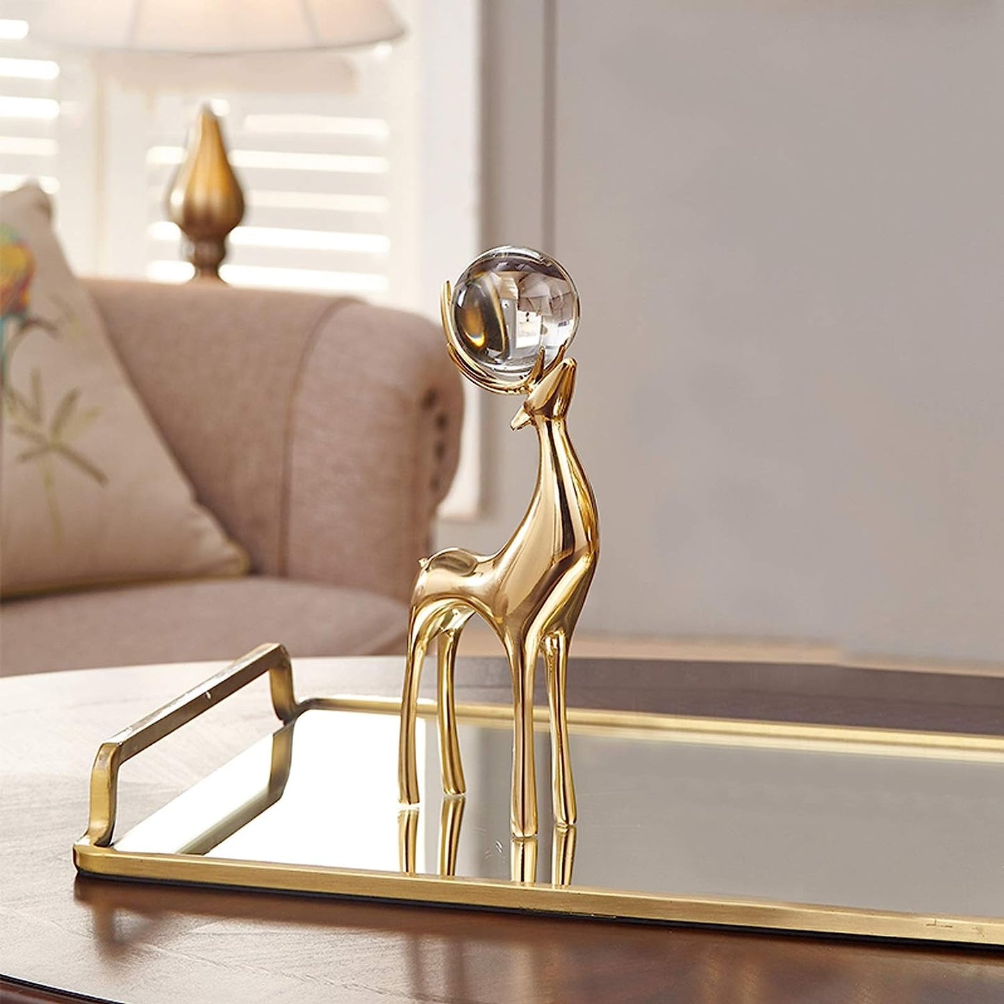 Golden Statue Deer Pearl Sculpture Decor (3pcs) - waseeh.com
