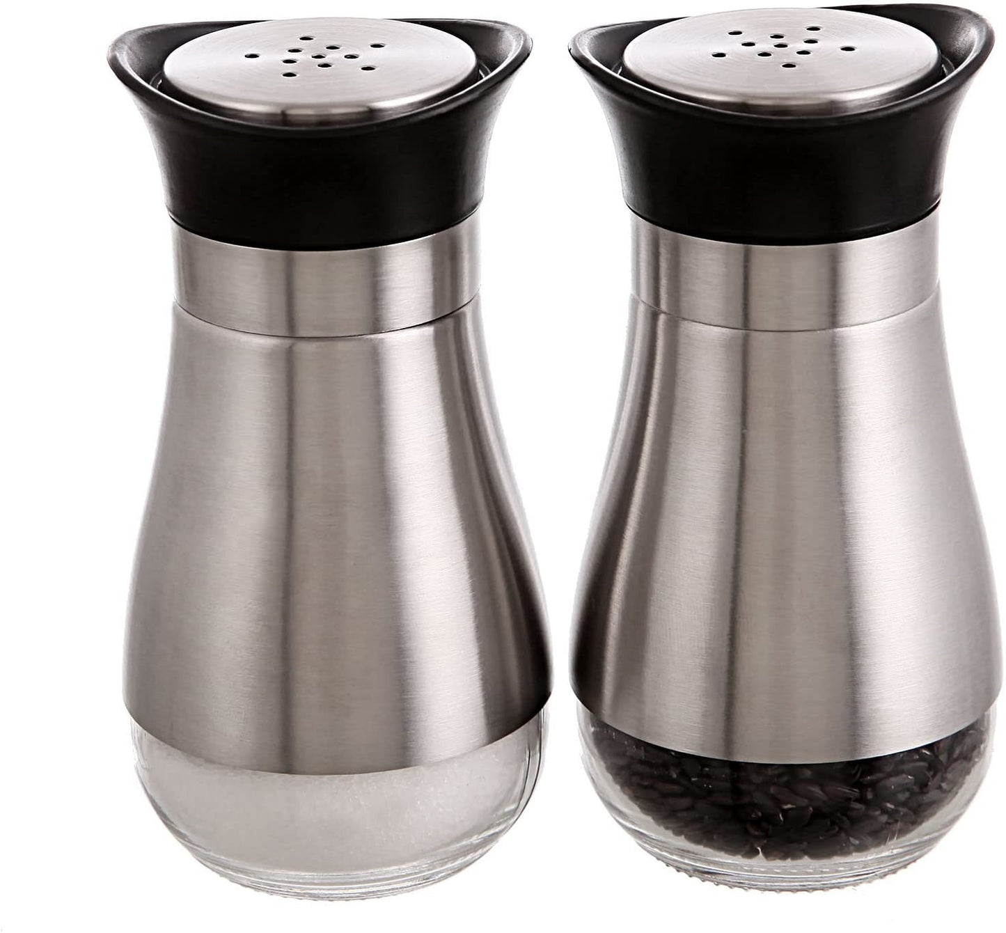 Stainless Steel Glass Lids Salt and Pepper (2Pcs) - waseeh.com