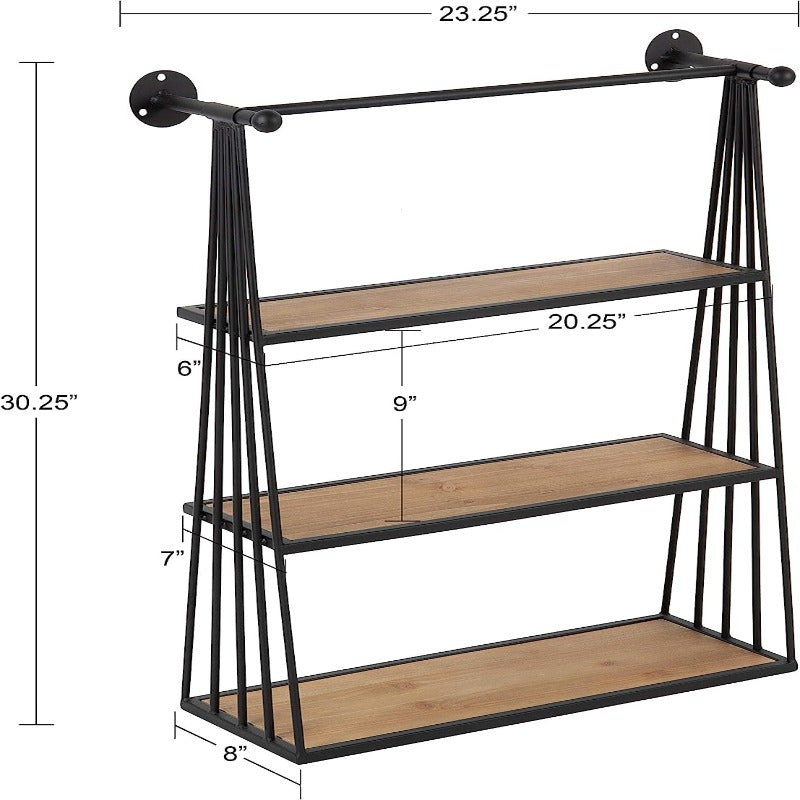 Nevin Rustic Three Tier Wall Storage and Decor - waseeh.com