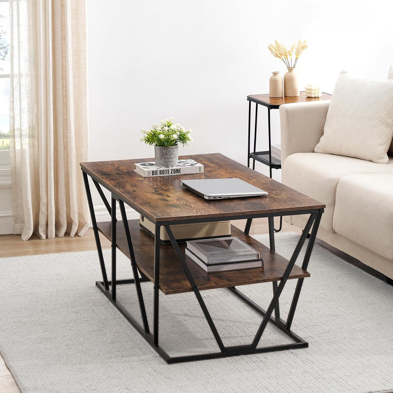 Haetur Industrial Coffee Living Room Center Table