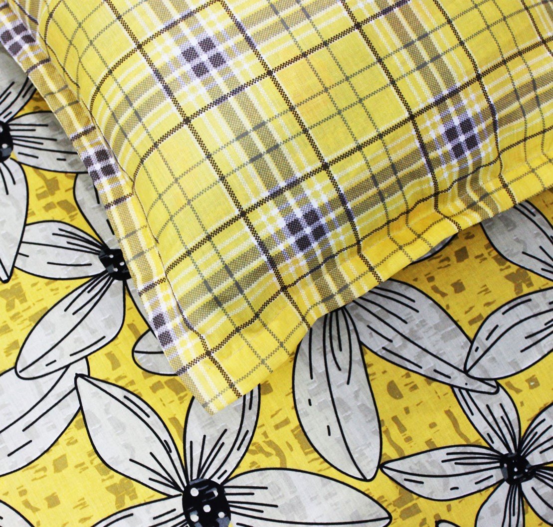Yellow Tulip Cotton Bed Sheet - waseeh.com
