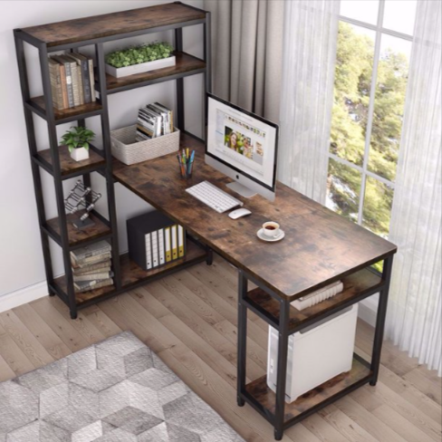 Reversible Hutch Home Office Workstation Bookcase Writing Organizer Desk Table - waseeh.com