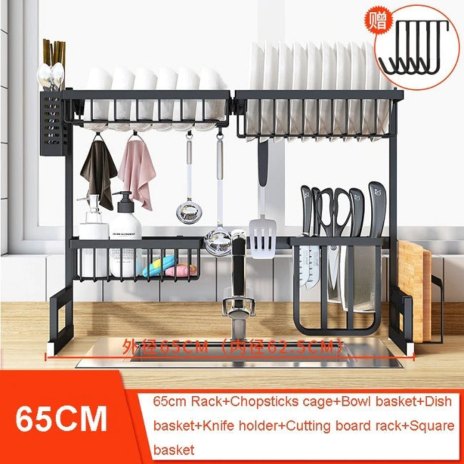 Kitchen Space Stainless Steel Dish Drying Rack (Black) - waseeh.com