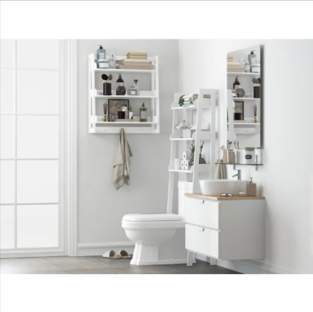 Cersei Bathroom Solid Wood Floating Shelve Organizer Rack - waseeh.com