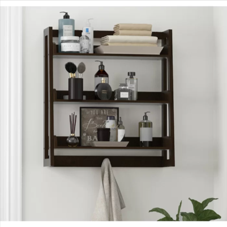 Cersei Bathroom Solid Wood Floating Shelve Organizer Rack - waseeh.com