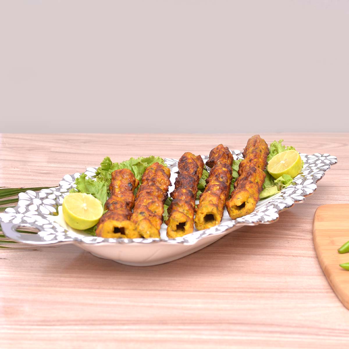 Leaf Style Cramic Trey with Silver Border - waseeh.com