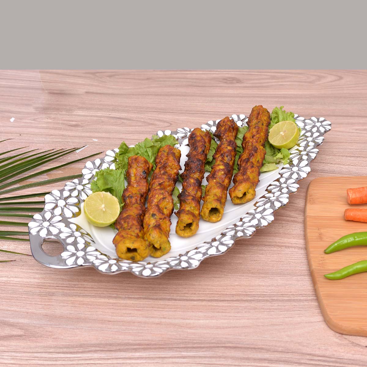 Leaf Style Cramic Trey with Silver Border - waseeh.com