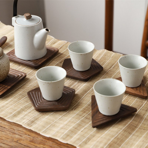 Geometry Peach Wood Coasters (Pack 4) - waseeh.com