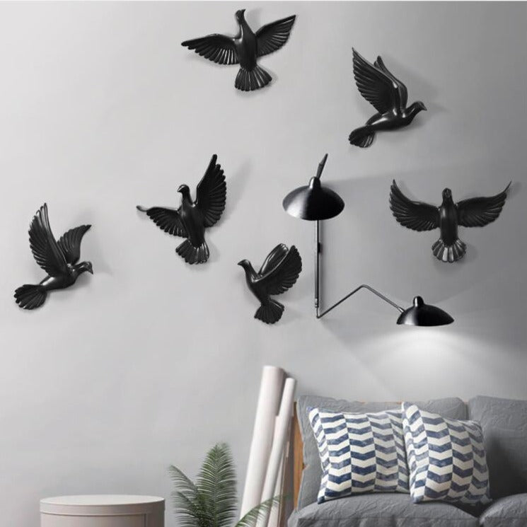 3D Wall Mounted Birds (6 pcs) - waseeh.com