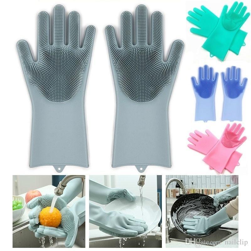 Silicone Dish Washing Gloves with Free Sink Organizer - waseeh.com