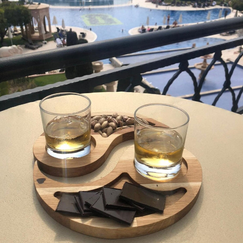 Yin Yang Snack Serving Solid Wood Tray Platter