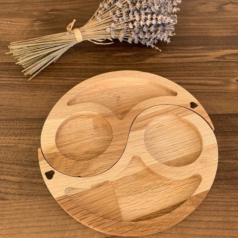 Yin Yang Snack Serving Solid Wood Tray Platter