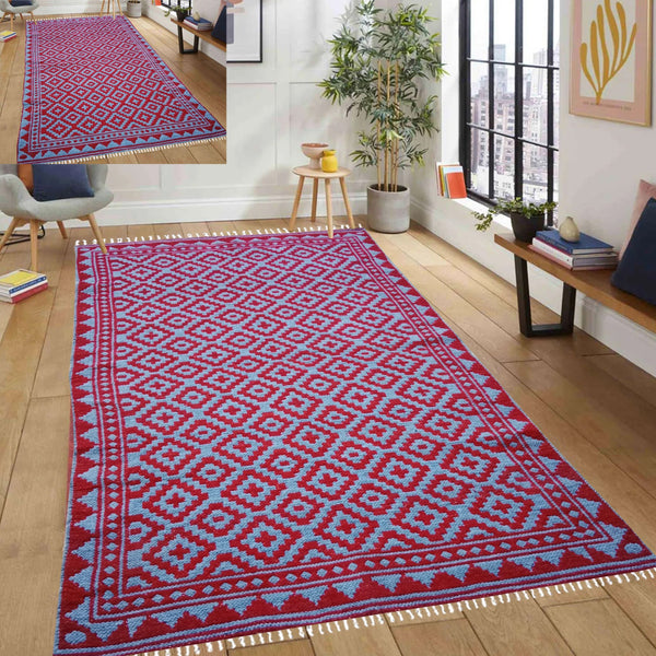 Diamond Style - Red & Denim (4ft x 6Ft)