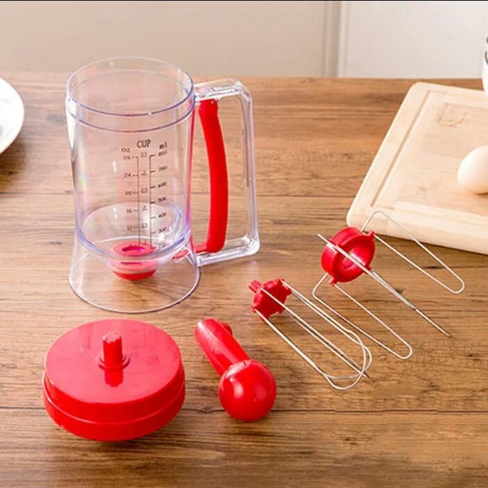 Bakeware 3-in-1 Manual Mixer Batter Dispenser for Cupcakes Muffin Cake Waffles Pancake Machine with Measurement Cookie Tools 010 - waseeh.com