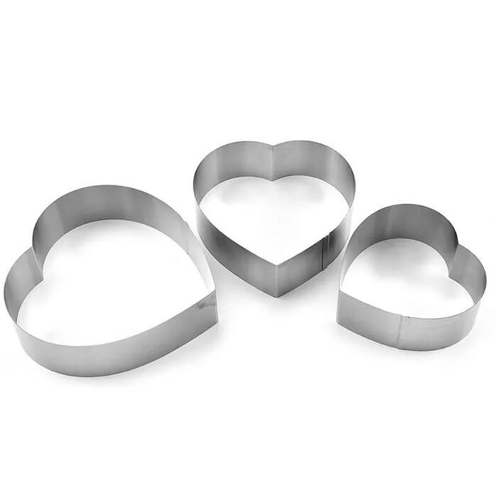 3 Pc Snowflake Circle Heart Shape Thousand Layer Stainless Steel Cake Mould Mousse Circle Cake Decorating Tools - waseeh.com