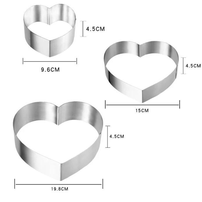 3 Pc Snowflake Circle Heart Shape Thousand Layer Stainless Steel Cake Mould Mousse Circle Cake Decorating Tools - waseeh.com