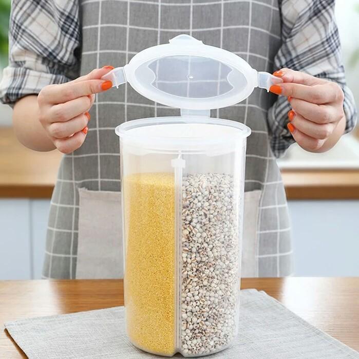 Plastic transparent kitchen grain storage tank (4 in 1) - waseeh.com